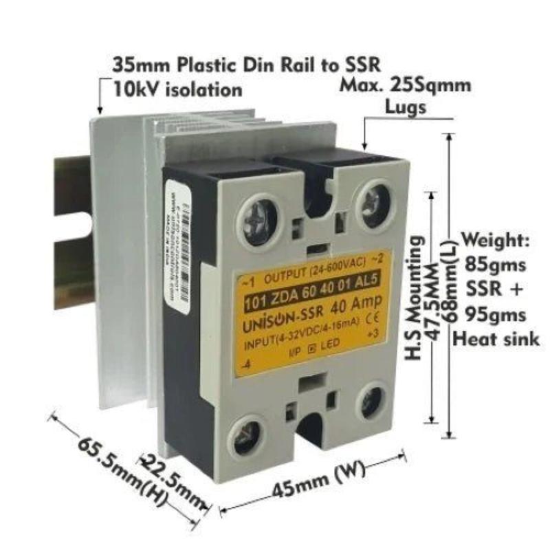 101 ZDA 60 40 01, Unison SSR Dc to Ac, 40amp - voltkart - UNISON -