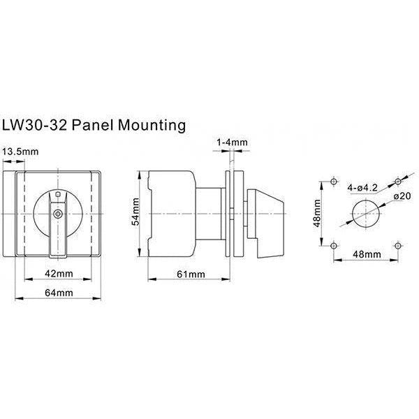 I-Tech Cam Switch | Pad lock switch 25/32Amp 4 Pole - voltkart - -