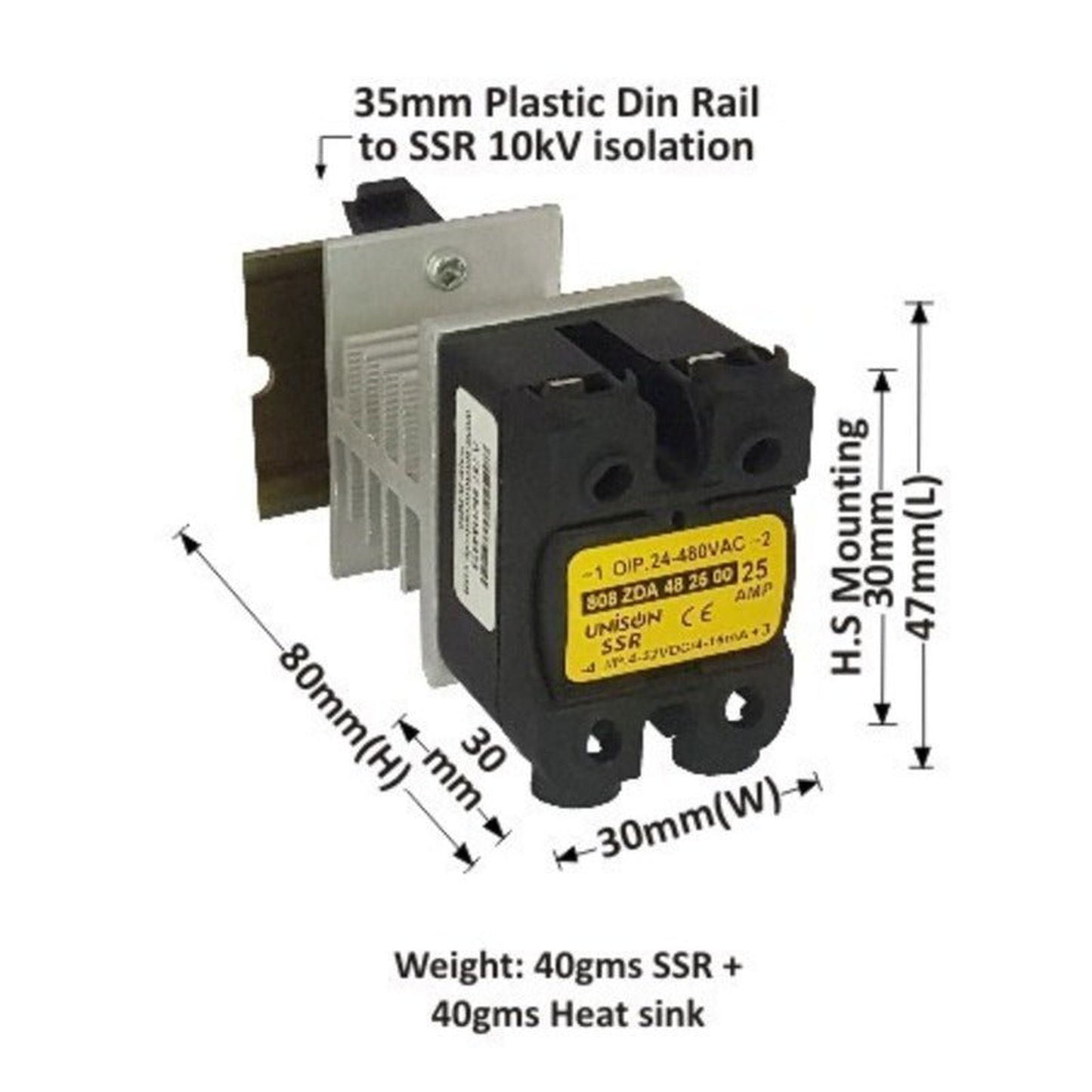808 ZDA 48 25 00, Unison SSR Dc to Ac, 25amp - voltkart - UNISON -