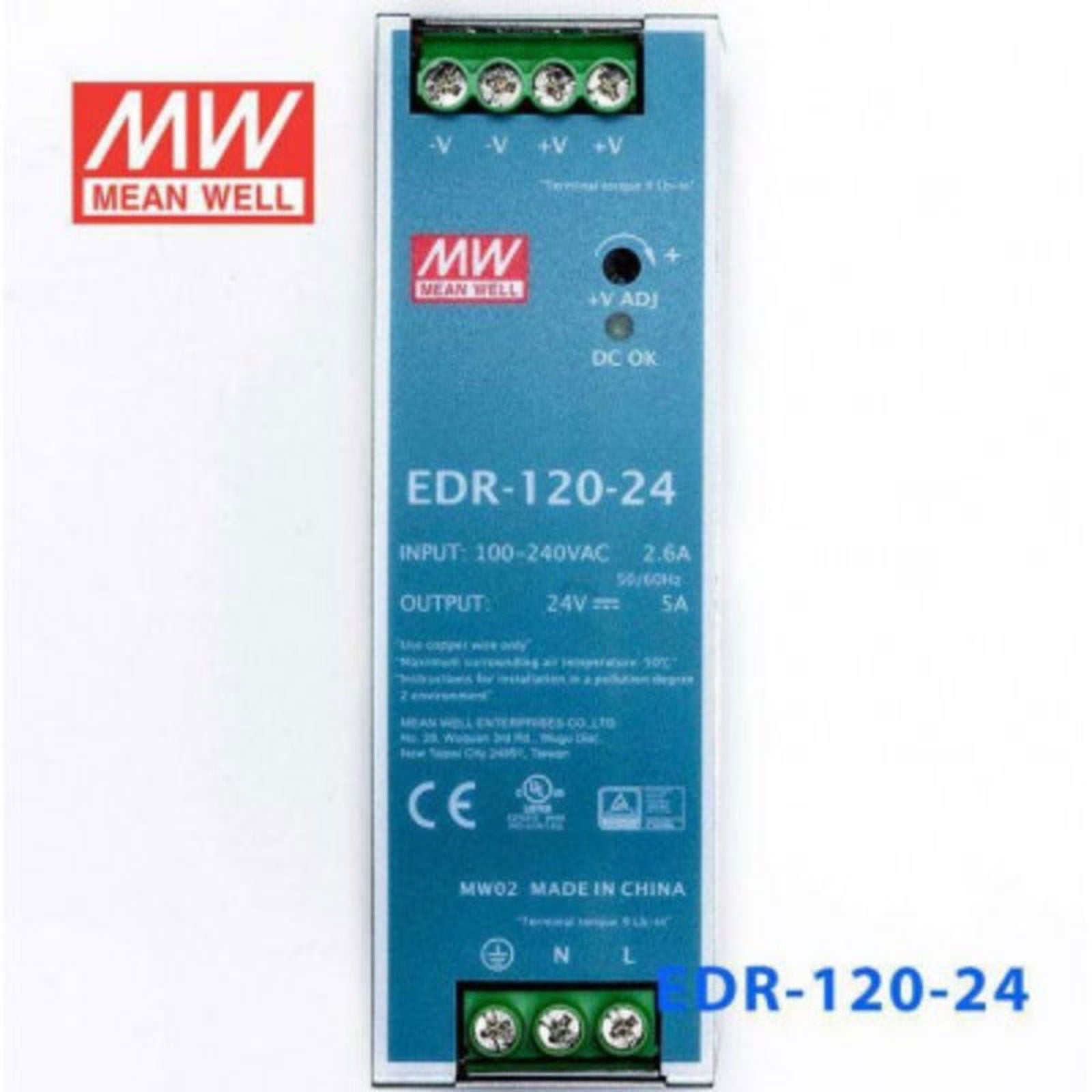 EDR-120-24 Mean Well SMPS 24V 5A DIN Rail Power Supply | Reliable Industrial Solution - voltkart -  -