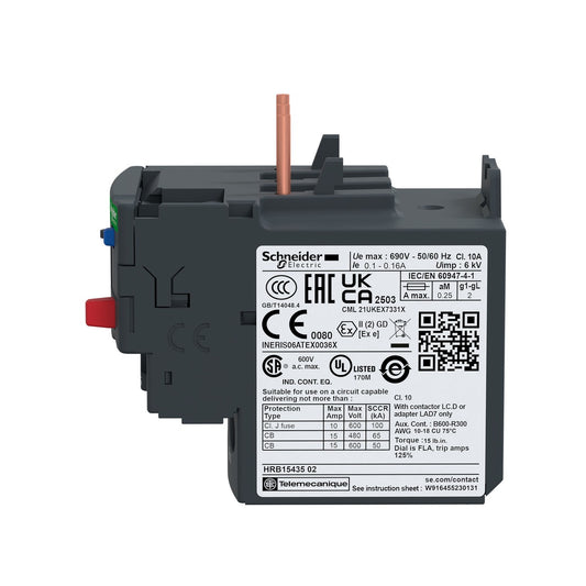 Schneider LRD04 Over Load Relay 0.4-0.63Amp - view 2
