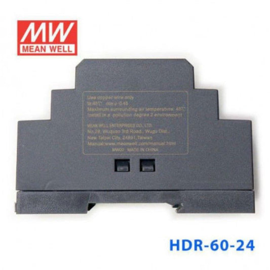 Mean Well HDR-60-24, 2.5 amp 24vdc Din mounted Power Supply - voltkart - -