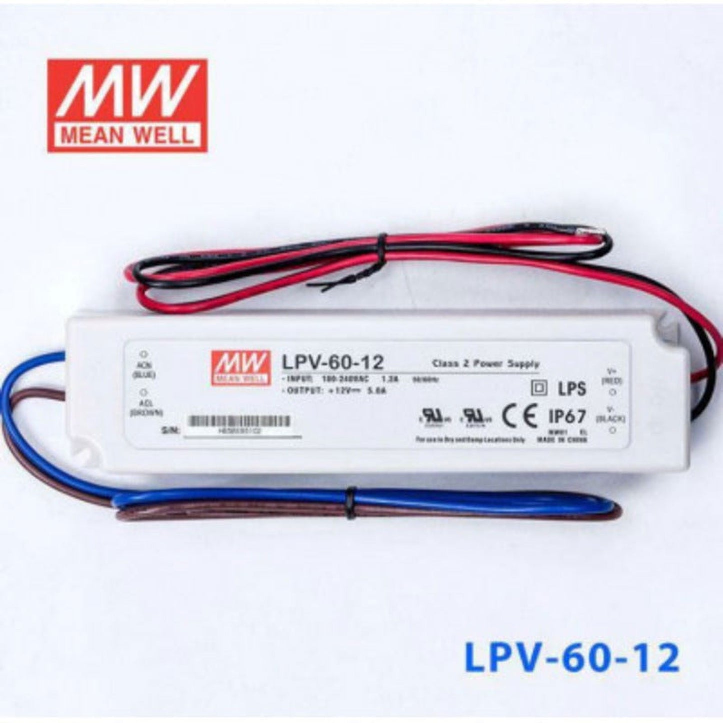 Mean well 12vx5a Constant Voltage Drivers LPV-60-12 IP67 - voltkart - -