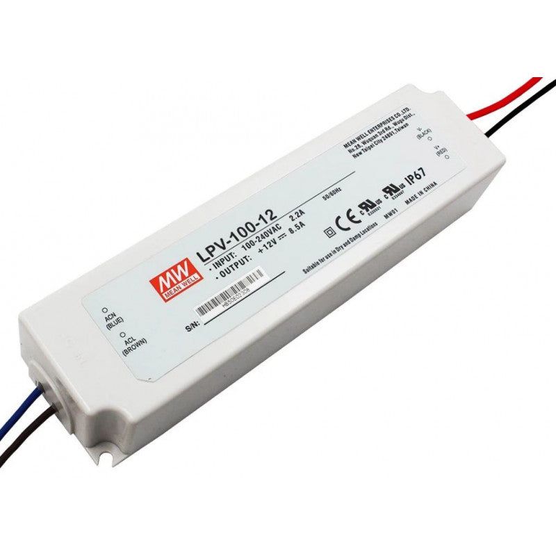 Mean well 12vx8.3a Constant Voltage Drivers LPV-100-12 IP67 - voltkart - MEANWELL -