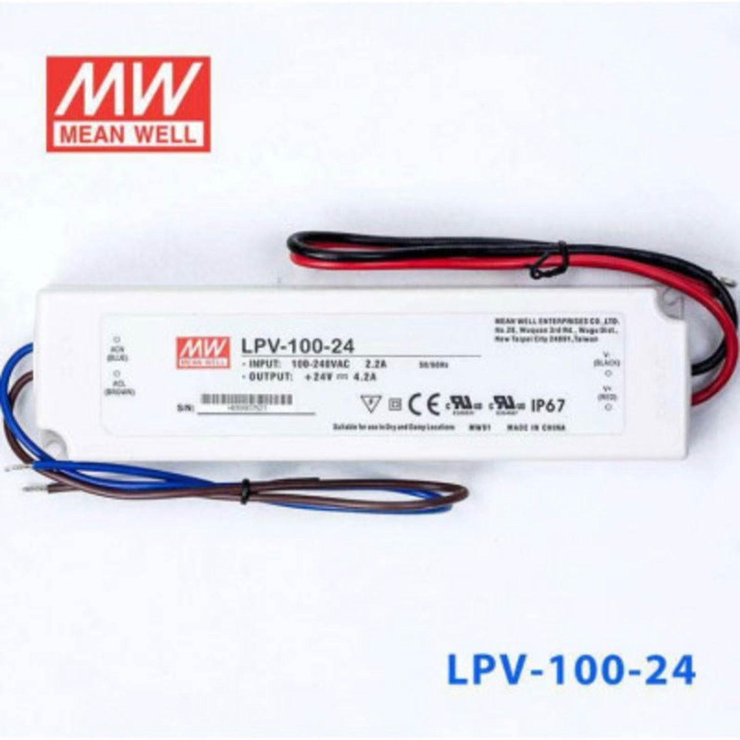 Mean well 24vx4.16a Constant Voltage Drivers LPV-100-24 IP67 - voltkart - MEANWELL -