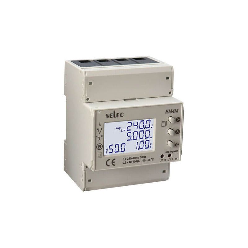 SELEC EM4M-3P-C-100A,  Digital Energy Meter, three phase Din mounted - voltkart -  - voltkart - voltkart -  -  - #original_alt_text# - #original_alt_text#