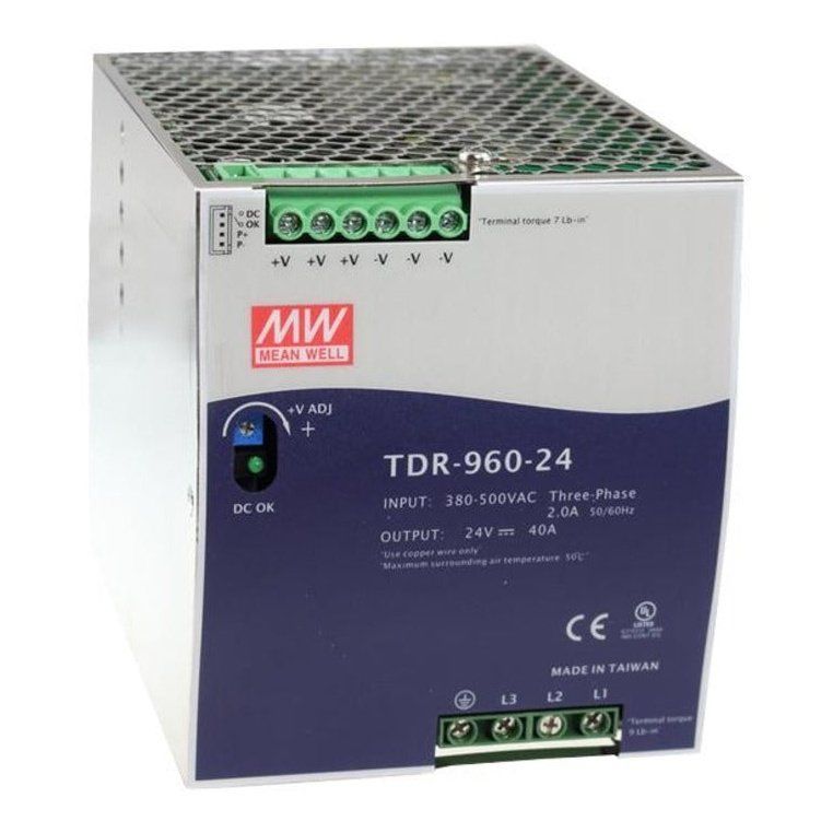 TDR-960-24 960 W 3phase input, output-24vdc, 40amp Industrial DIN Rail Power Supply - voltkart - - voltkart - voltkart - - - #original_alt_text# - #original_alt_text#