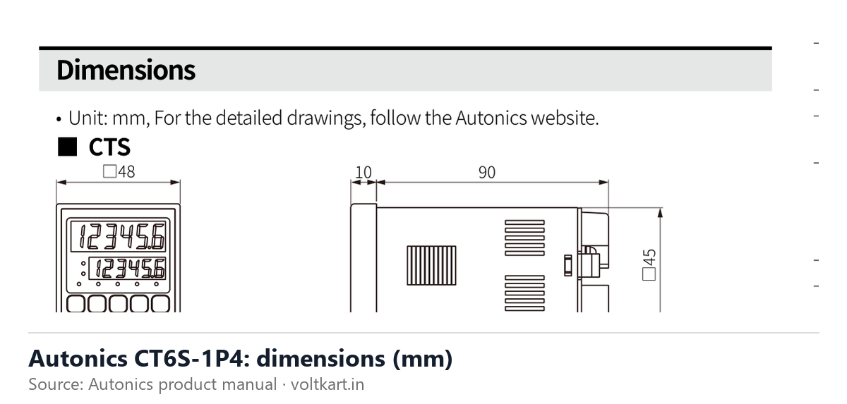 Autonics CT6S-1P4 dimensions (manufacturer datasheet drawing)