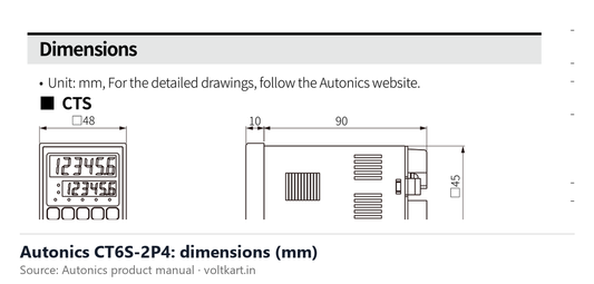 Autonics CT6S-2P4 dimensions (manufacturer datasheet drawing)