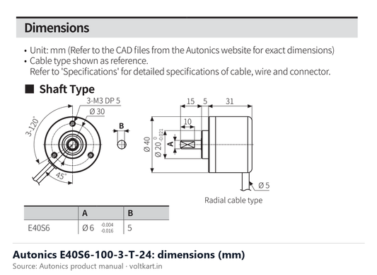 Autonics E40S6-100-3-T-24 dimensions (manufacturer datasheet drawing)