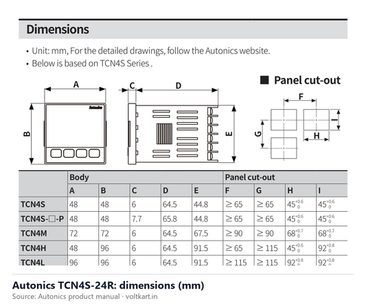 Autonics TCN4S-24R dimensions (manufacturer datasheet drawing)