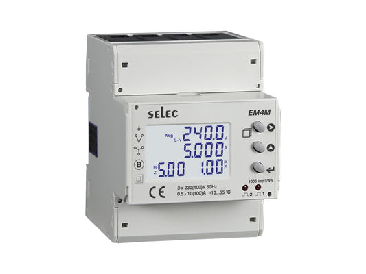 SELEC EM4M-3P-C-100A, Digital Energy Meter, three phase Din mounted