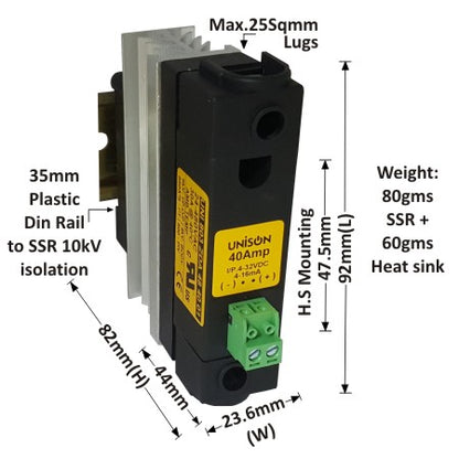 803 ZDA 48 40 01, Unison SSR Dc to Ac, 40amp