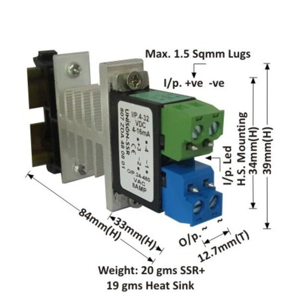 807 ZDA 48 08 01, Unison SSR Dc to Ac, 8 amp