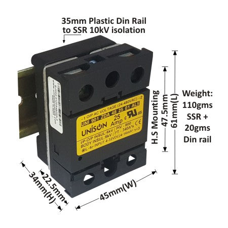901 ZDA 48 25 01 AL5, Unison SSR Dc to Ac, 25amp