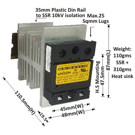 901 ZDA 60 90 01 CU2, Unison SSR Dc to Ac, 90amp (heat sink not included)