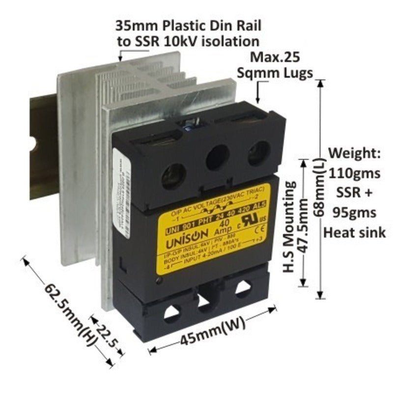 901 PHT 24 40 420 AL5, Unison Scr, Input 4-20ma, output 240vac, 40amp - voltkart - UNISON - 