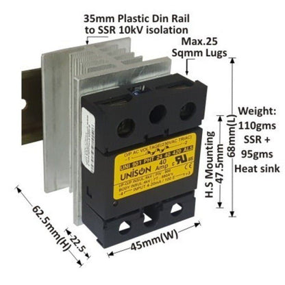 Unison 901 PHT 24 40 420 AL5, Scr, Input 4-20ma, output 240vac, 40amp