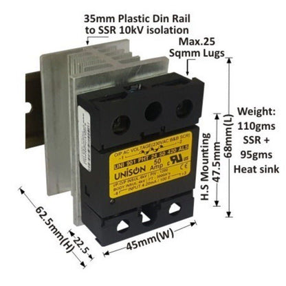 Unison 901 PHT 24 50 420 AL5, Scr, Input 4-20ma, output 240vac, 50amp