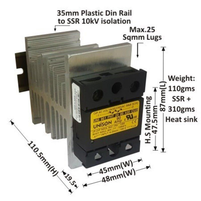 901 PHT 24 90 420 CU2, Unison Scr, Input 4-20ma, output 240vac, 90amp - voltkart - UNISON - 