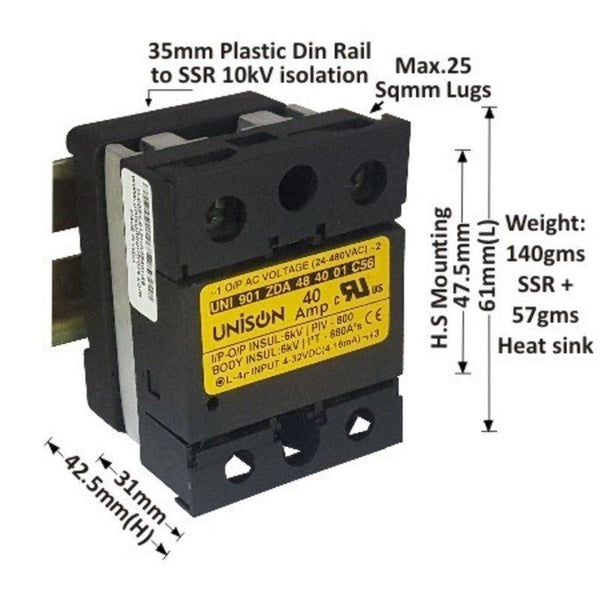 901 ZDA 48 40 01 AL5, Unison SSR Dc to Ac, 40amp
