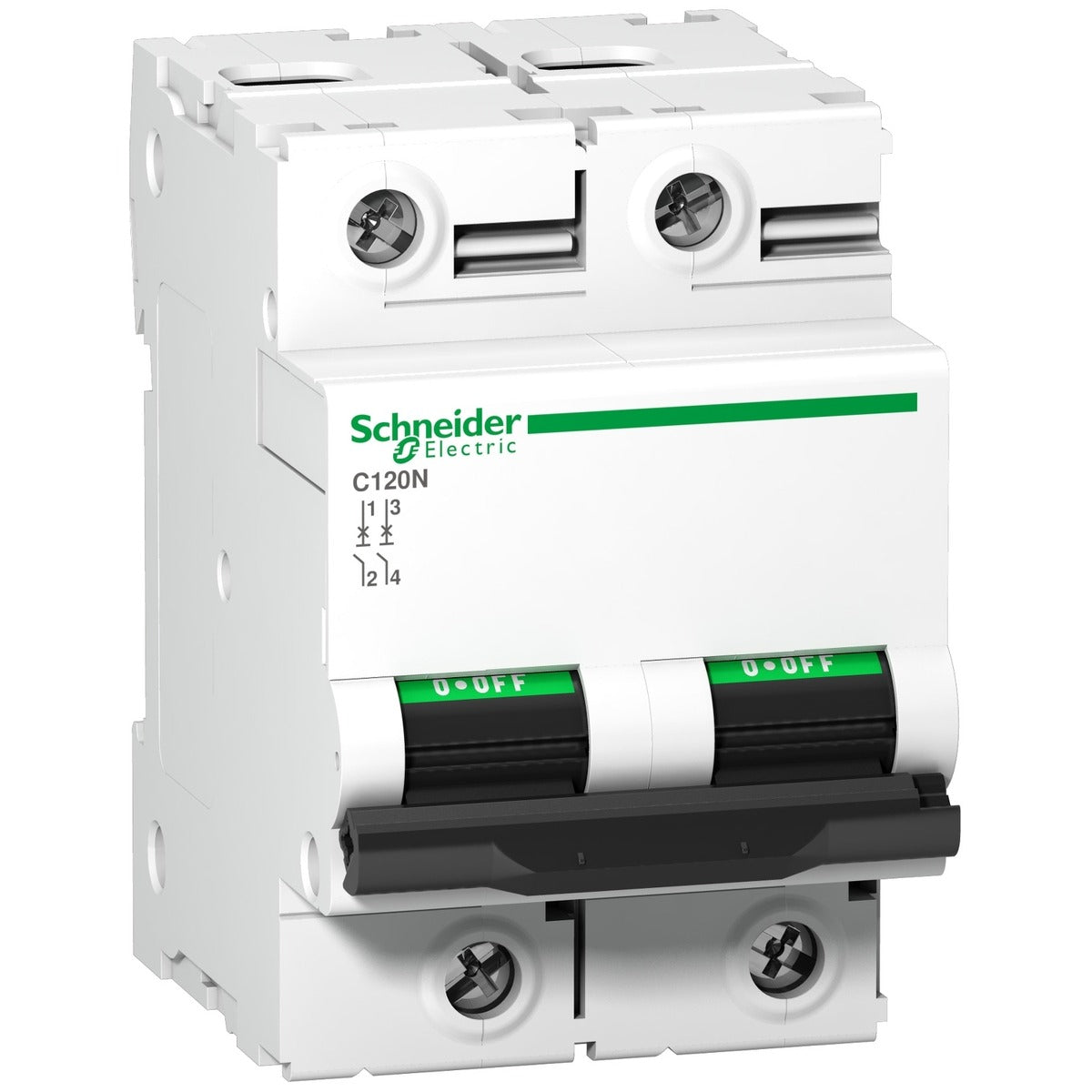 Schneider 80 amp, double pole mcb, C curve, C120N 10kA