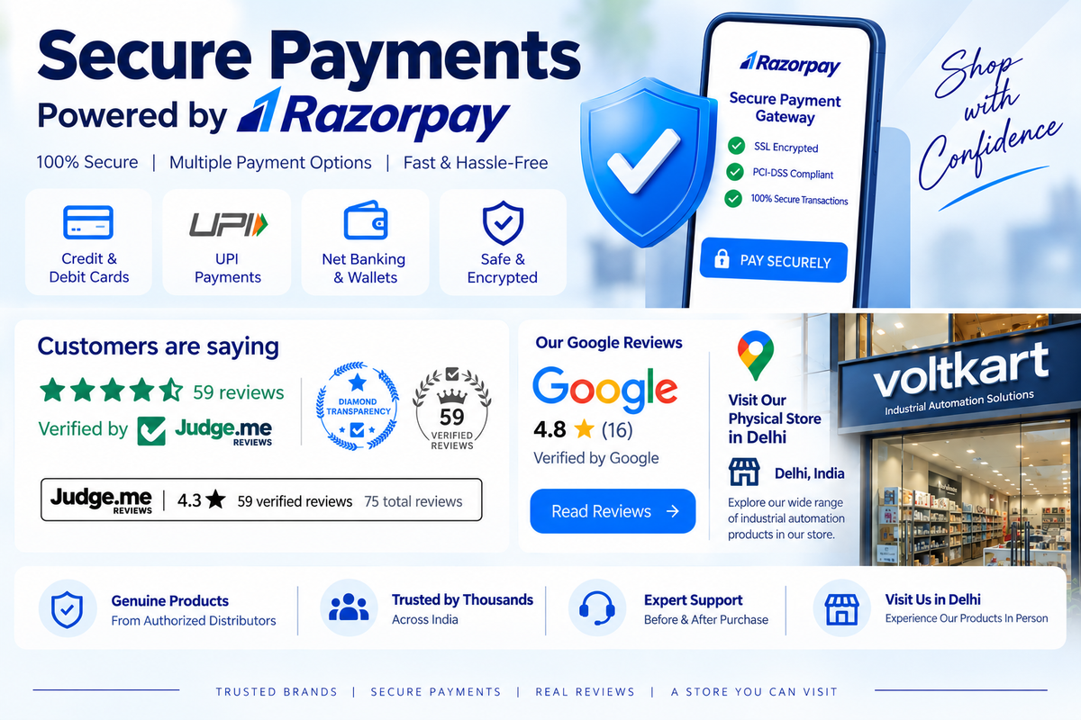 Voltkart secure payments via Razorpay, customer reviews and Delhi store banner
