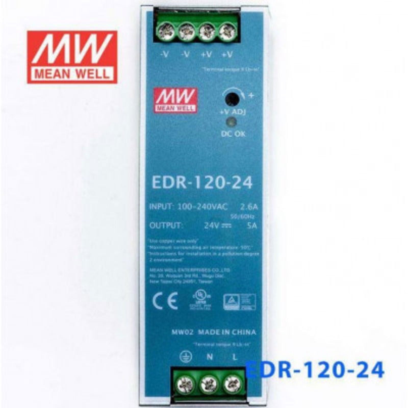 EDR-120-24 Mean Well SMPS 24V 5A DIN Rail Power Supply | Reliable Industrial Solution - voltkart -  - 