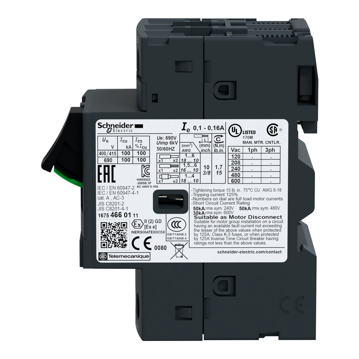 Schneider MPCB GV2ME03 Range 0.25-0.4A - view 2