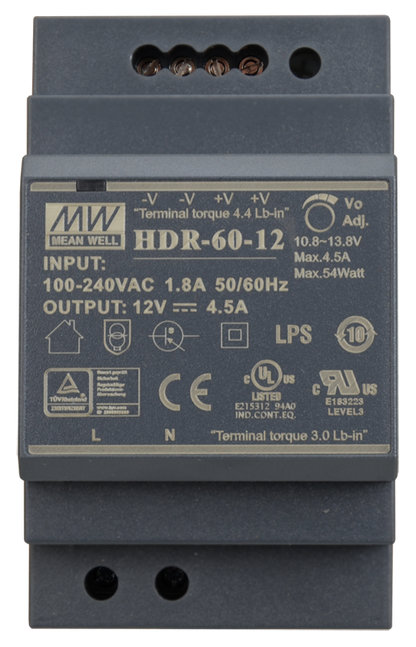 hdr-60-12 mean well smps 12vdc 5amp din mounted power supply Buy Online India