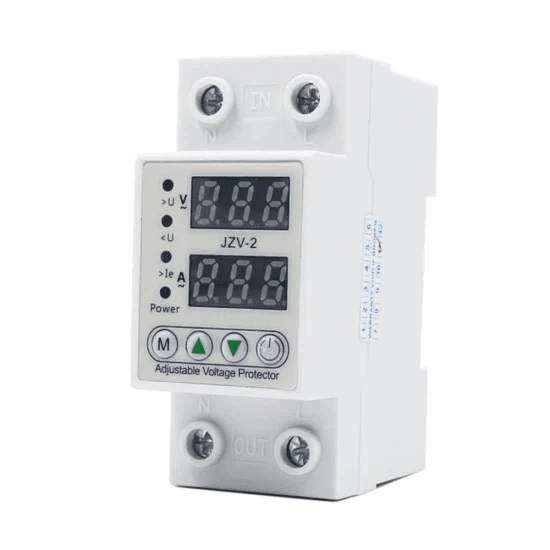 I-Tech Automatic Over/Under Voltage and Over Load Protection (Adjustable Setting) with Auto Re-Connect LED Display Standard Din-Rail Mounted Single Phase 220V, 63A (13.8kW) JZV-2 voltkart