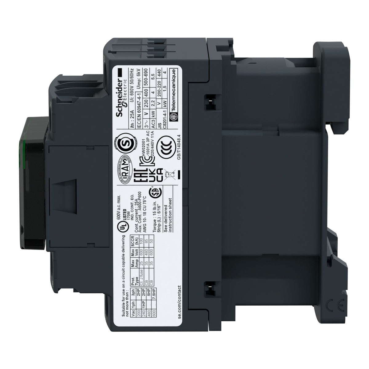 Schneider LC1D18BD, 18Amp Contactor, 24VDC coil - view 2