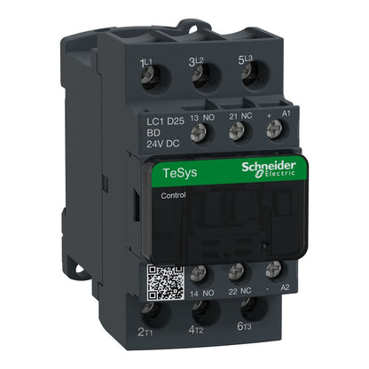 Schneider LC1D25BD, 25Amp Contactor, 24VDC coil