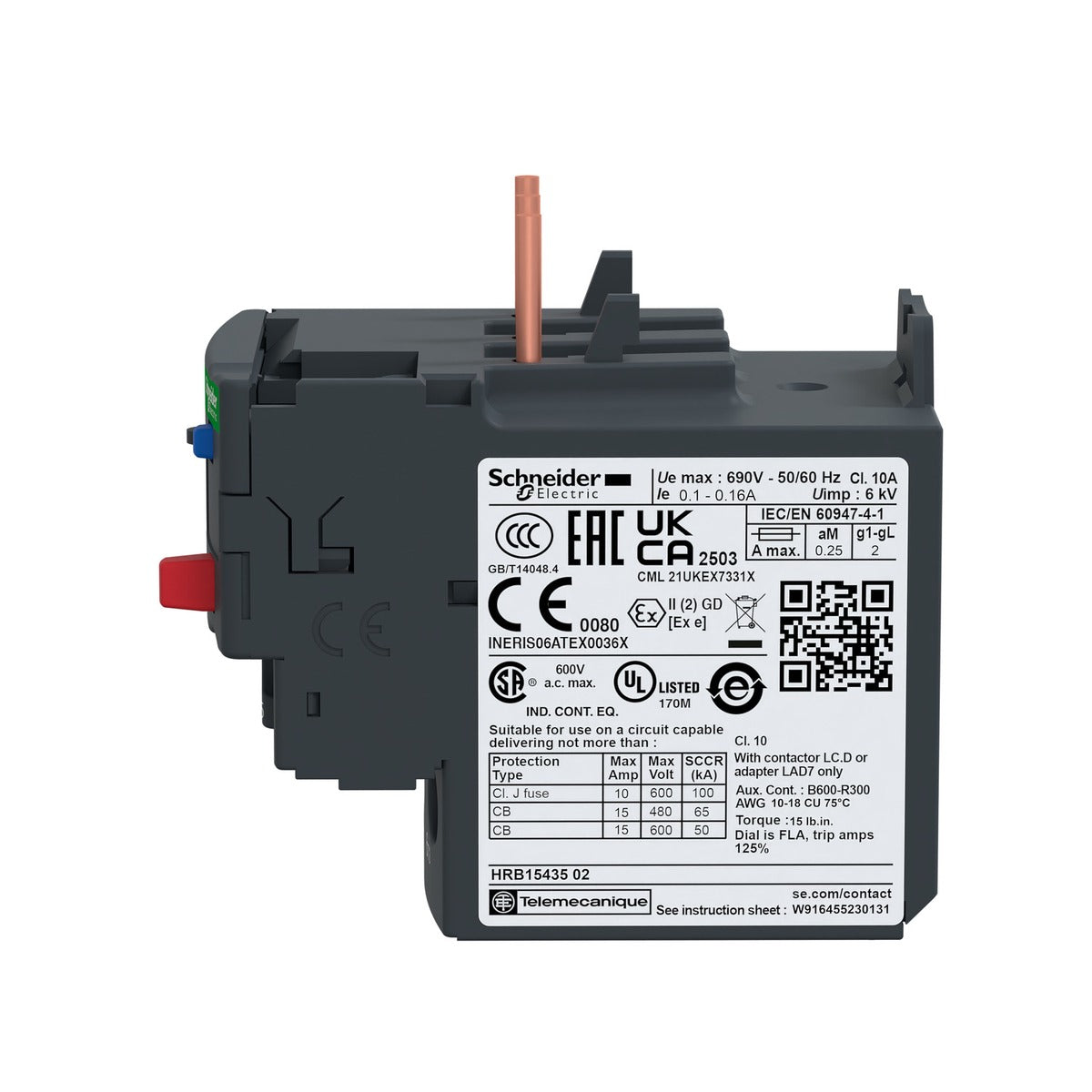 Schneider LRD04 Over Load Relay 0.4-0.63Amp - view 2