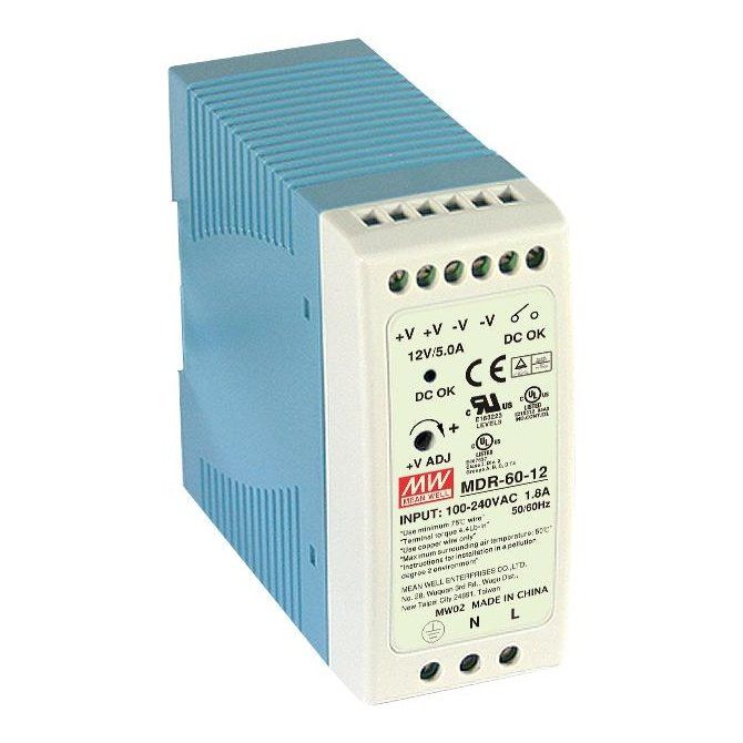 MDR-60-12 Mean Well SMPS 12V 5A Compact DIN Rail Power Supply | Reliable Performance - voltkart - MEANWELL - 