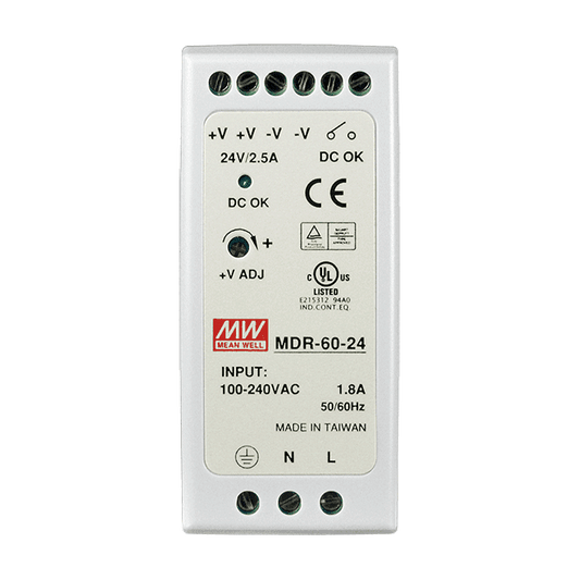 MDR-60-24 Mean Well SMPS 24V 2.5A Compact DIN Rail Power Supply | Reliable Performance - voltkart - MEANWELL - 