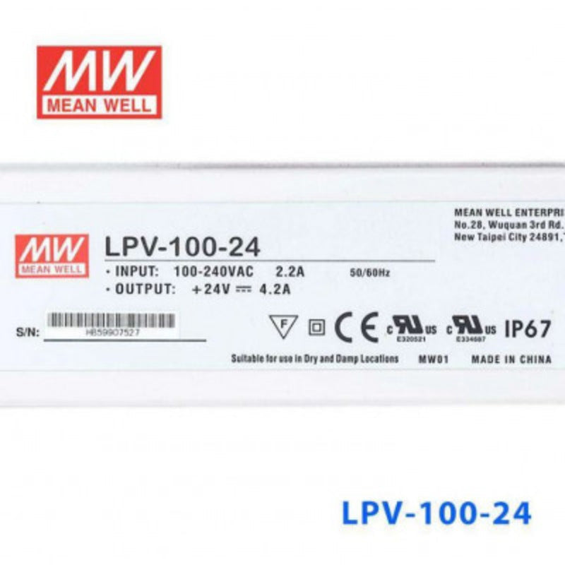 Mean well 24vx4.16a Constant Voltage Drivers LPV-100-24 IP67 voltkart