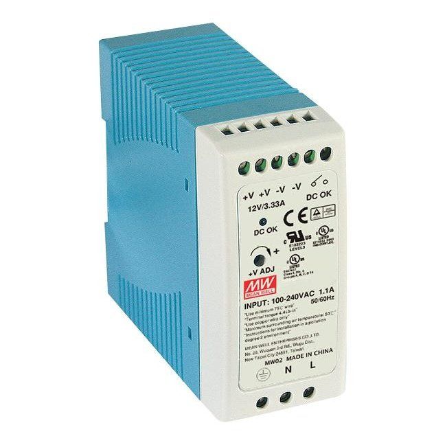 Mean Well MDR-40-24, 24vdc 1.7amp Din mounted SMPS - voltkart - MEANWELL - 