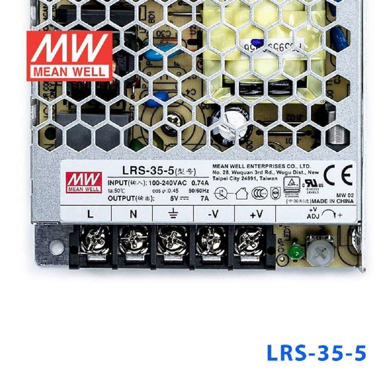 Mean well Lrs-35-5 Smps power supply, 5vdc, 7amp rated - voltkart - MEANWELL - 