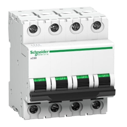 Schneider 10 amp, four pole mcb, C curve