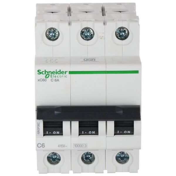 Schneider 40 amp, three pole mcb, C curve