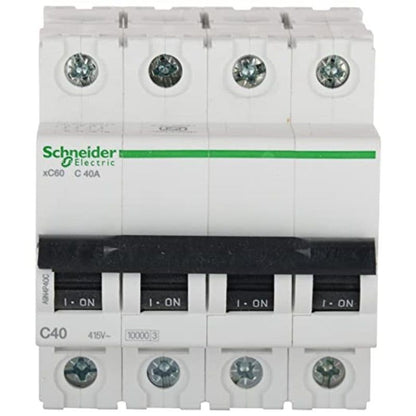 Schneider 63 amp, four pole mcb, C curve
