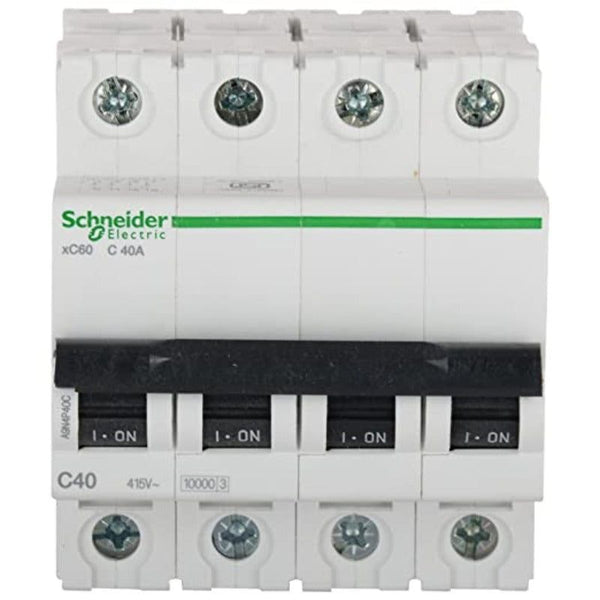 Schneider 6 amp, four pole mcb, C curve