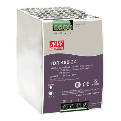 TDR-480-24 Mean Well SMPS 3 phase input, 24V 20A DIN Rail Power Supply | Reliable Industrial Solution - voltkart -  - voltkart - voltkart -  -  - #original_alt_text# - #original_alt_text# 