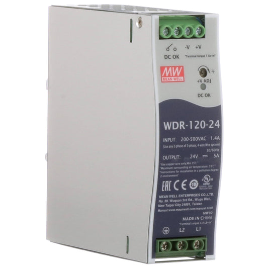 WDR-120-24 Mean Well SMPS double phase input, 24V 5A DIN Rail Power Supply | Reliable Industrial Solution voltkart