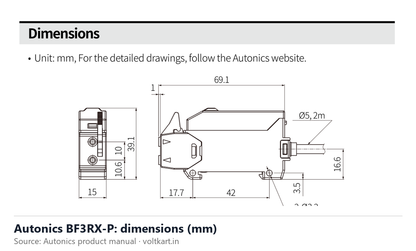Autonics BF3RX-P dimensions (manufacturer datasheet drawing)