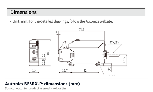 Autonics BF3RX-P dimensions (manufacturer datasheet drawing)