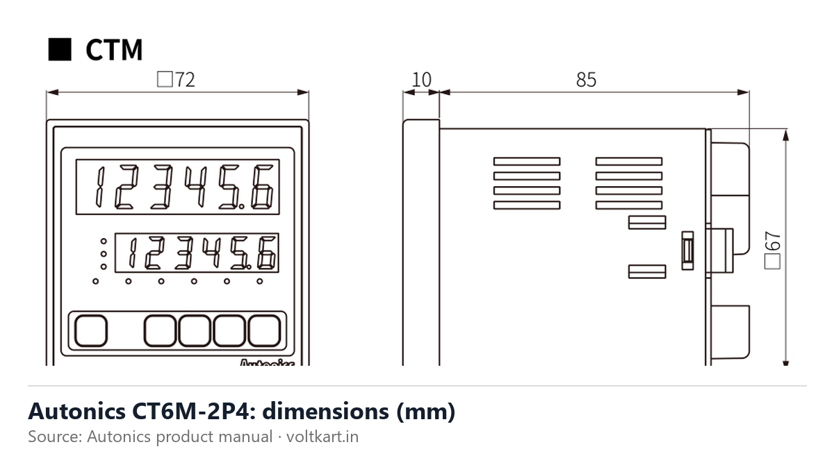 Autonics CT6M-2P4 dimensions (manufacturer datasheet drawing)