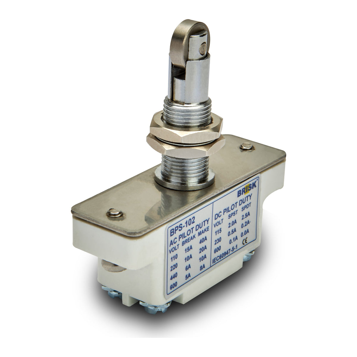 Brisk BPS-102 Precision Limit Switch with Panel Mount Roller Plunger (Cross)