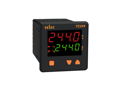 SELEC TC244AX, Double Display Temperature Controller, 2 Relay Output